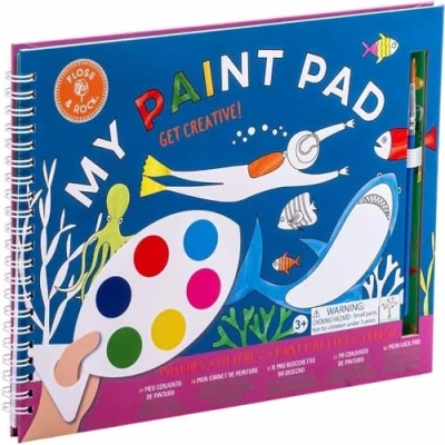 Image of Floss &amp; Rock Deep Sea Kids My Painting Pad Set with 8 Pictures, Paint Pallets and A Brush