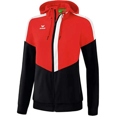 Image of Erima Squad Track Top Jacket with Hood Red/Black/White, 34
