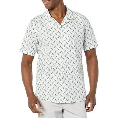 Image of Amazon Essentials Men&#039;s Standard Fit Vacation Shirt, Light Blue Bird Print, XS