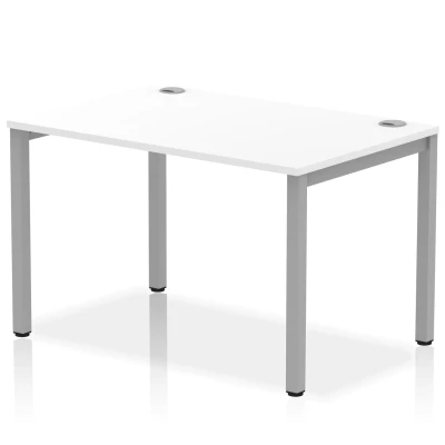 Image of Impulse Bench Single Row 1200 Silver Frame Office Desk White