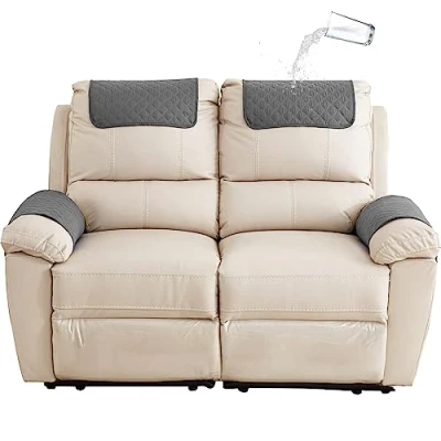 Image of GYHH Sofa Armrest Cover, Headrest Cover for Recliner Chair Arm Cover,Armchair Slipcover Nonslip Quilted Furniture Protector Pets Leather Couch (Dark Gray,2 Seat 4 pc)