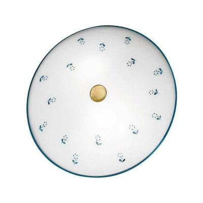 Image of Nonna Cottage Style Glass Patterned Flush Ceiling Lamp Antique Brass, 2x E14