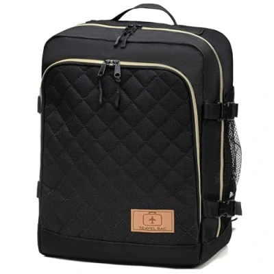 Image of Hand Luggage for Ryanair Multifunctional Carry On Travel Backpack Size 40x25x20cm Baggage Cabin Flight Weekend Bag Color Black with Golden Zipper [102]