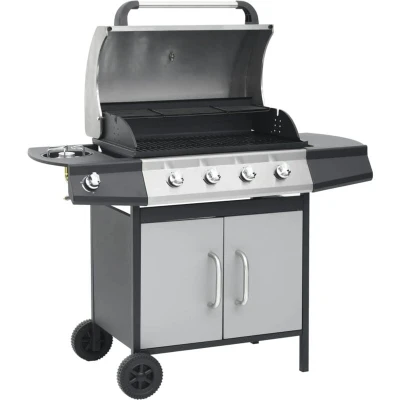 Image of vidaXL Gas Barbecue Grill 4+1 Cooking Zone Steel &amp; Stainless
