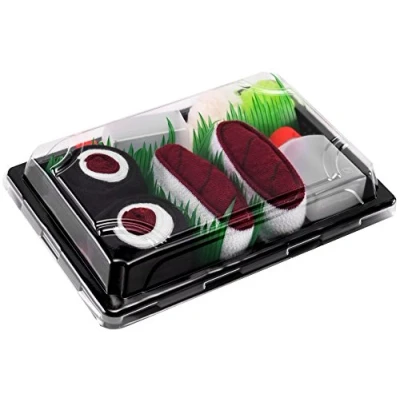 Image of Rainbow Socks Woman Man Sushi Box Tuna and Maki 2 Pairs Size 7,5 11