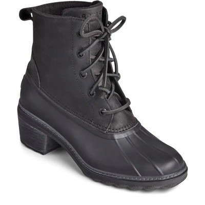 Image of Sperry Womens Saltwater Heel Fashion Female Ladies Ankle Boots BLACK Leather Size UK 3