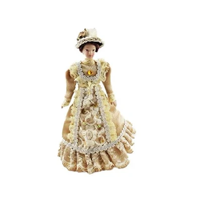 Image of Melody Jane Dolls House Victorian Lady in Coffee Outfit Porcelain 1:12 People