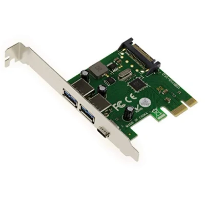 Image of KALEA INFORMATIQUE PCI EXPRESS PCIe to USB 3.0 controller card with 2 USB3 TYPE A ports + 1 C port, Via VLI VL805 chipset. Low and high profile brackets.