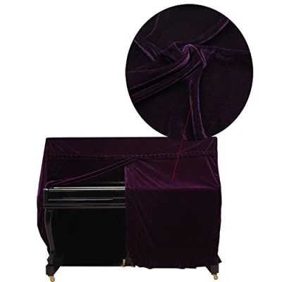 Image of Alomejor Piano Cover Bordered Upright Fashionable and Colorfast Pleuche Full Dust Proof Cover(Purple)