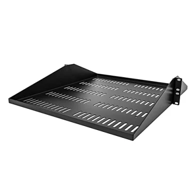 Image of StarTech.com 2U Server Rack Shelf, CENTER Mounted Universal Vented Rackmount Cantilever Tray for 19&quot; Network Equipment Rack, Heavy Duty Steel, 200lb Capacity, 14&quot; Deep, Black (SHELF 14 V)