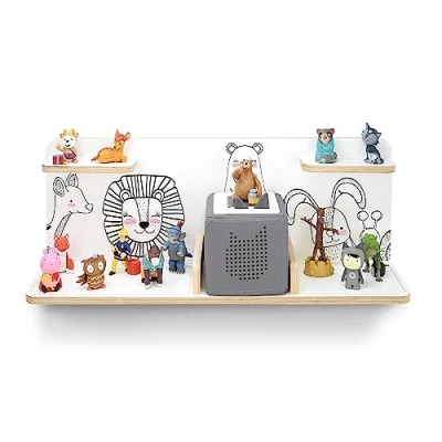 Image of stadtecken wooden shelf For music box I Suitable the Toniebox and Tonies Perfect Tonie storage in children&#039;s room standing up or hanging Rectangular (Animals, large)