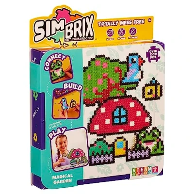 Image of Character Options 07996 Simbrix Theme Pack Magical Garden with 1500+ brix Creative Activity STEAM Arts and Crafts Kids’ Toys for Girls &amp; Boys Ages 5 up