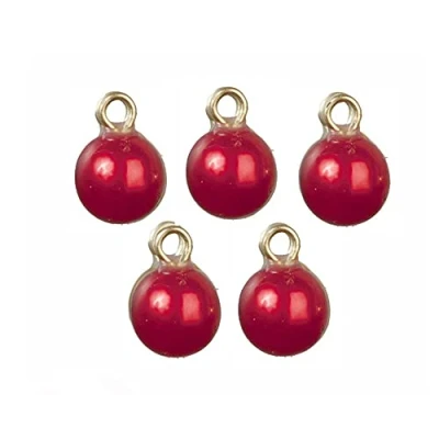Image of Melody Jane Dolls House 6 Red Baubles Miniature Christmas Tree Ornaments Decorations 1:12