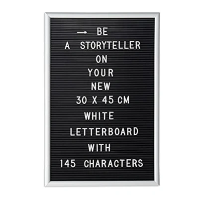 Image of Relaxdays Set of 4 Framed Letter Boards, Includes Letters, Numbers &amp; Special Characters, XL Message Board, 30x4cm White