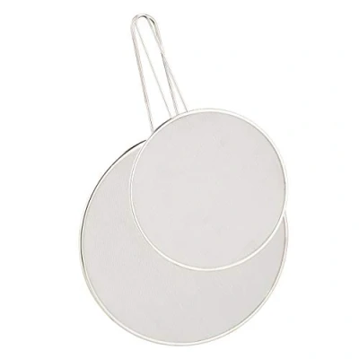 Image of Relaxdays 10027880 Splatter Screen, Grease Splash Guard for Frying Pan, Set of 2, Stainless Steel, ∅ 25 &amp; 33 cm, Handle, Silver