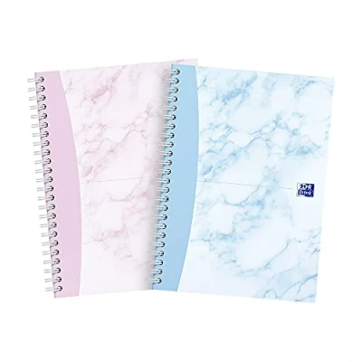 Image of Oxford My Notes A5 Notebook, Hardback Wirebound, Lined, 140 pages, Marble (Pack of 2)