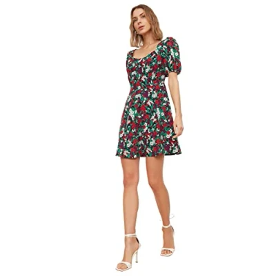 Image of Trendyol Women&#039;s Mini A Line Regular Fit Woven Dress, Very Colorful, 8