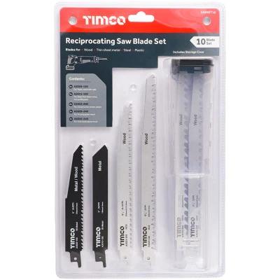 Image of 2x TIMCO Reciprocating Saw Blade Mixed Set Wood &amp; Metal Cutting High Carbon Steel Bimetal SABSET10
