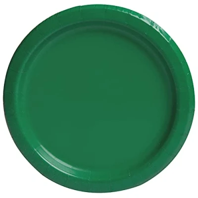 Image of Unique 31854EU Eco Friendly Paper Plates 18 cm Emerald Green Colour 8 Count (Pack of 1), Pack