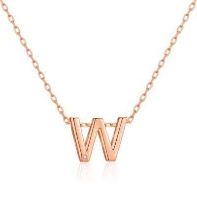 Image of Philip Jones Rose Gold Plated Initial Necklaces A to Z Created with Zircondia® Crystals (W)