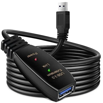Image of USB Extension Cable, 3.0 Active Repeater Male to Female Lead With Signal Amplification Cord for Printers, Keyboards,Game Console,Loudspeaker,Wifi Antenna,Scanner,Headsets (5m)
