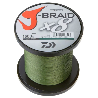 Image of Daiwa J Braid X8 0.13mm 1500m d.green Braided fishing line
