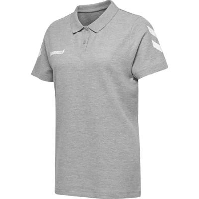 Image of hummel Hmlgo Women&#039;s Cotton Polo Shirt Grey Melange