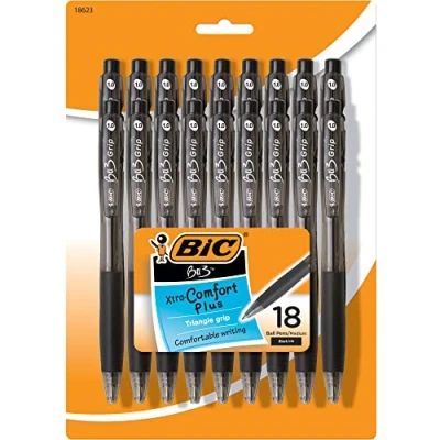 Image of Bic Corporation BU3P18 BLK 18 Count Black BU3 Retractable Ball Point Pens Pack of 4