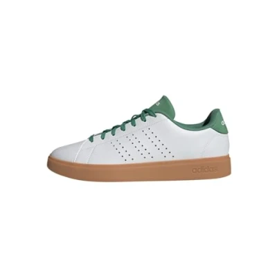 Image of adidas Men&#039;s Advantage 2.0 Shoes, White/Preloved Green/Preloved Green, 4 UK