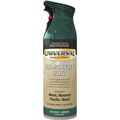 Image of Rust Oleum AE0160012E8 400ml Universal Spray Paint Racing Green Gloss, 400 ml (Pack of 1)