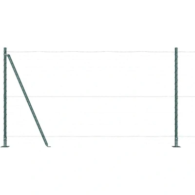 Image of vidaXL Fence Posts with Base Plates 7 pcs Ø32mm 78,5cm Galvanised Steel