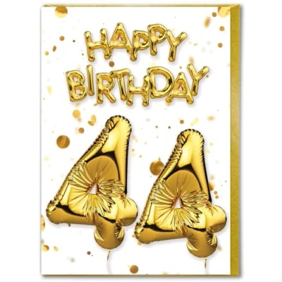 Image of Brainbox Candy 44th Birthday Card Age 44 Beautiful White Gold Foil Effect Cards For Him Her Men Women Friends
