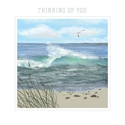Image of Thinking Of You Seagull at High Tide Blank Greeting Card with Envelope