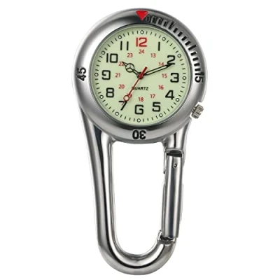 Image of JewelryWe Men Women Carabiner Watch Clip on Quarzt Night Light Alloy Backpack Buckle Belt fob for Rock Climbing Doctors Nurses