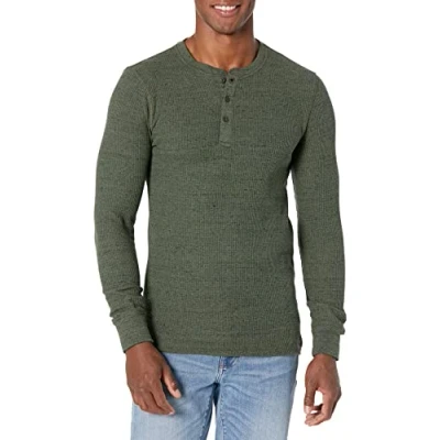 Image of Amazon Essentials Men&#039;s Regular Fit Long Sleeve Waffle Henley Shirt, Olive Heather, XS