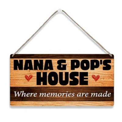 Image of Grandparents Gifts Nana Pop Grandparent Home Decor Metal Sign Retro Vintage Tin Poster Wall Art 8x12 Inches