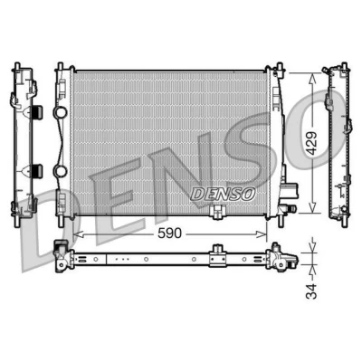 Image of 21400JD50A, 21400JD50B, 21400JD51B, 21410JD50C Engine radiator DENSO DRM46018 Aluminium 590mm 429mm 34mm NISSAN: Qashqai / Qashqai+2 I