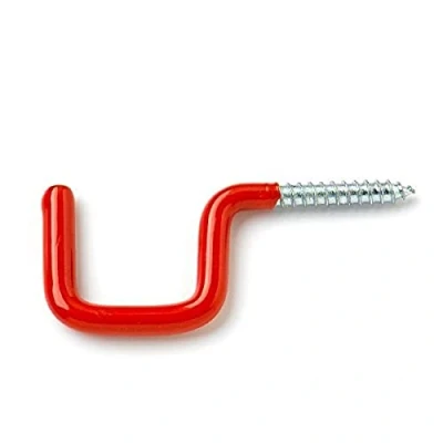 Image of Merriway BH05323 (2 Pcs) Hook Square Small Plastic Coated Red Pack of 2 Pieces