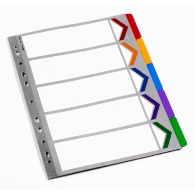 Image of Rexel Mylar 5 Part Divider White/Multicolour