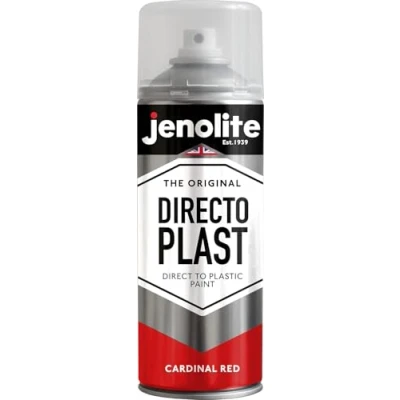 Image of JENOLITE Directoplast Gloss Spray Paint CARDINAL RED 400ml for Plastic Surfaces All Types Of No Primer Required Multi Surface RAL 3001