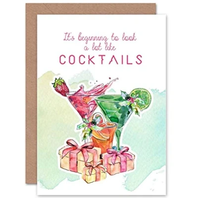Image of Wee Blue Coo CARD CHRISTMAS COCKTAILS FUNNY ALCOHOL
