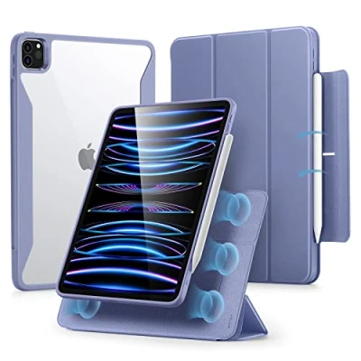 Image of ESR for iPad Pro 11 Inch Case (2022/2021/2020/2018, 4th/3rd/2nd/1st Generation) with Pencil Holder, Removable Magnetic Cover, Vertical Stand, Rebound 360 Series, Lavander
