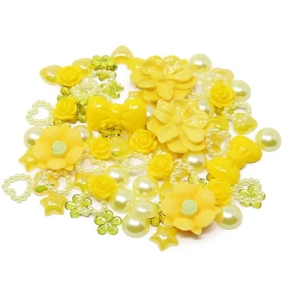 Image of Special Touches 80 Mix Shabby Chic Resin Flatbacks Craft Cardmaking Embellishments (Yellow)