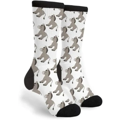 Image of Wpamlrta Cartoon Donkey Men Women Casual Crazy Funny Athletic Sport Colorful Fancy Novelty Graphic Crew Tube Socks