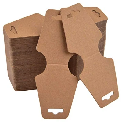 Image of 100 Pieces Necklace Display Cards Blank Card Holder Kraft Paper Jewelry Hanging for Necklaces, Bracelets, Hang Tags, 4.7 x 2 Inches