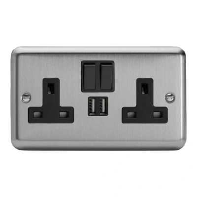 Image of Varilight XS5U2SB 13A Socket 2G With USB Black