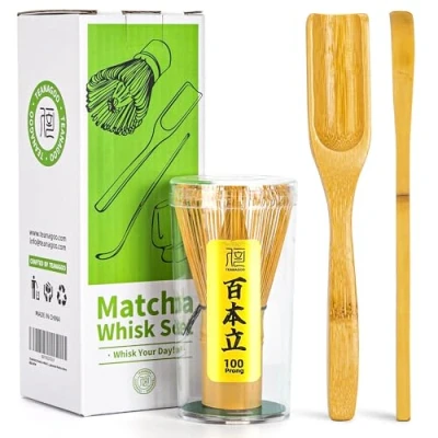 Image of TEANAGOO Japanese Matcha Ceremony Accessory, Whisk (Chasen), Traditional Scoop (Chashaku), Tea Spoon, Holder,I5, The Perfect Set to Prepare a Cup of Matcha.