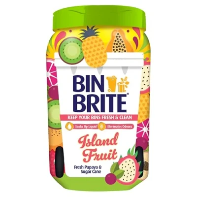 Image of Bin Brite Odour Neutraliser Keeps Your Bins Fresh &amp; Clean Soaks Up Liquid, Eliminates Odours (Island Fruit 500g)