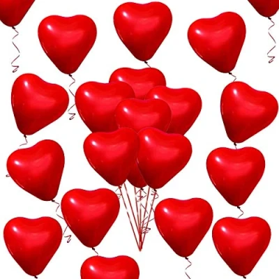 Image of 50 Pieces Red Heart Balloons Latex Valentine&#039;s Day Love Shaped for Valentines Wedding Anniversary Engagement Birthday Party Props Decoration