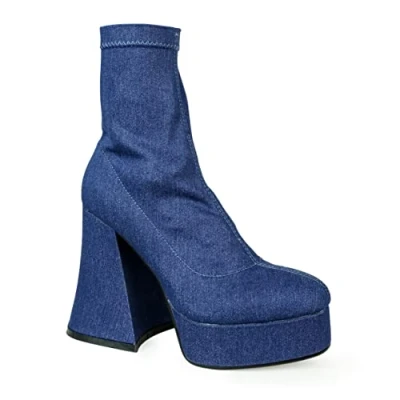 Image of LAMODA Women&#039;s Fashion Killer Ankle Boot, Denim, 7 UK